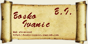 Boško Ivanić vizit kartica
